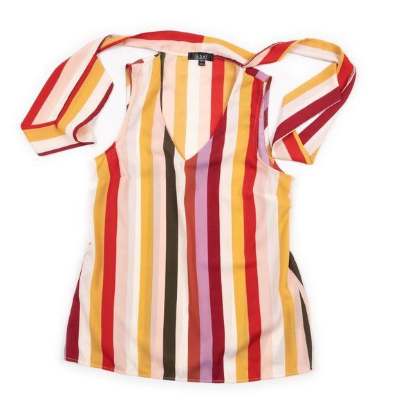 LABEL RACHEL RACHEL ROY multi-color striped sleeveless top with tie size S - Picture 4 of 8